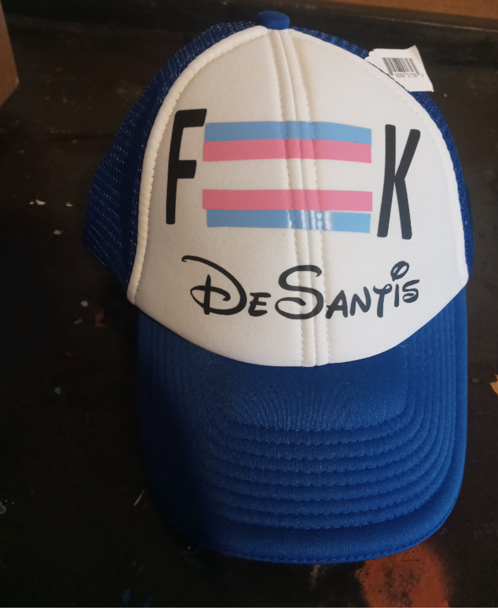 FK DeSantis trans pride hat