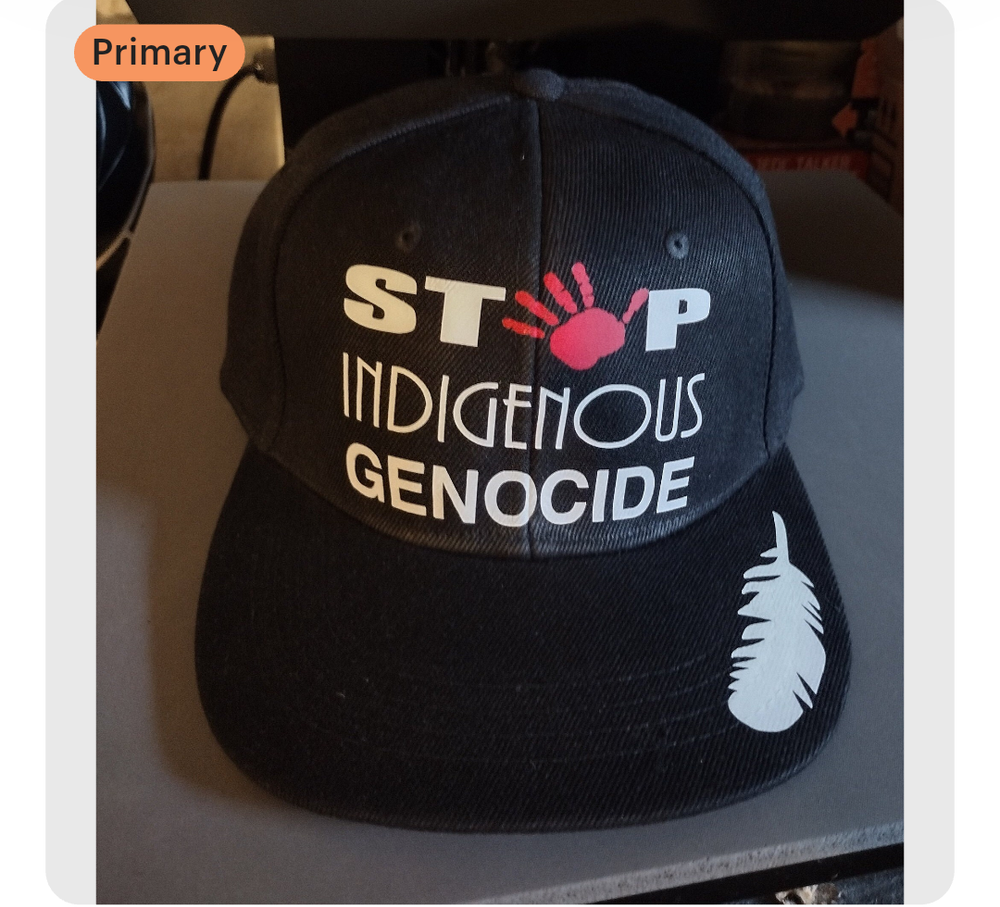Stop indigenous genocide flat bill snapback hat 