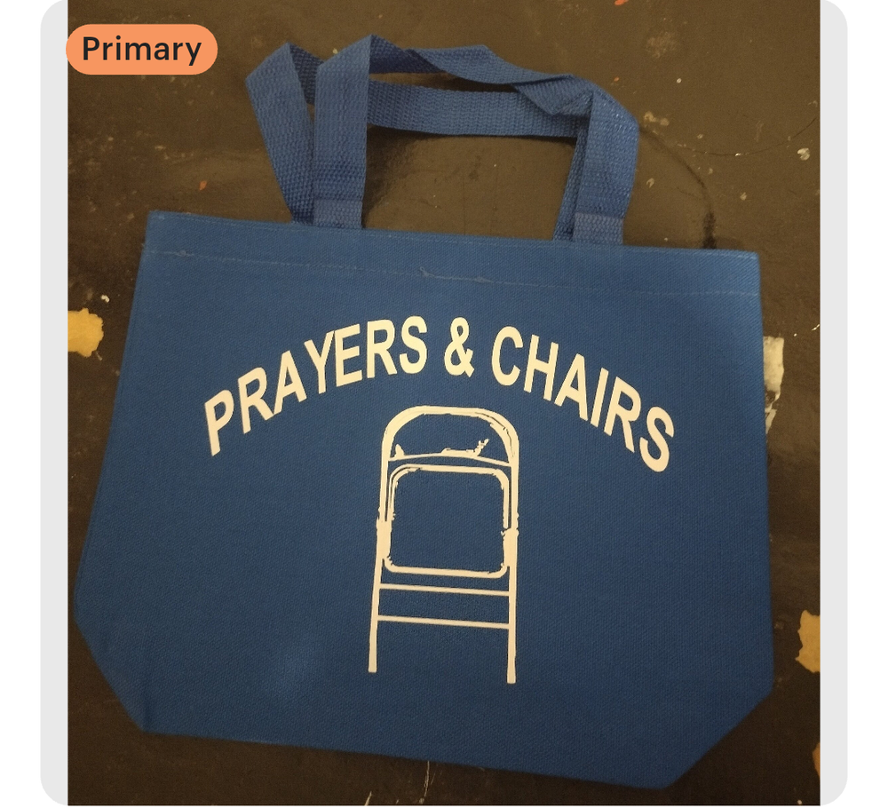 chairs & prayers tote bag 