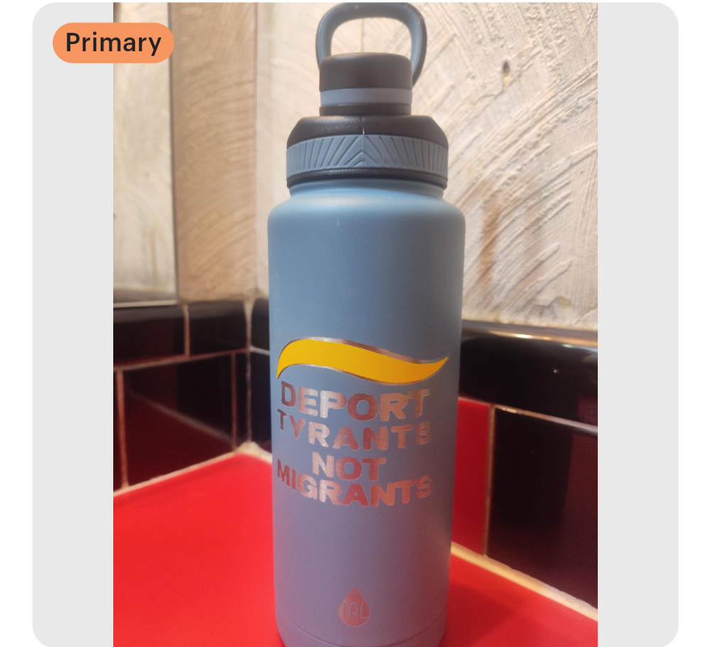 40oz deport tyrants not migrants insulated water bottle 
